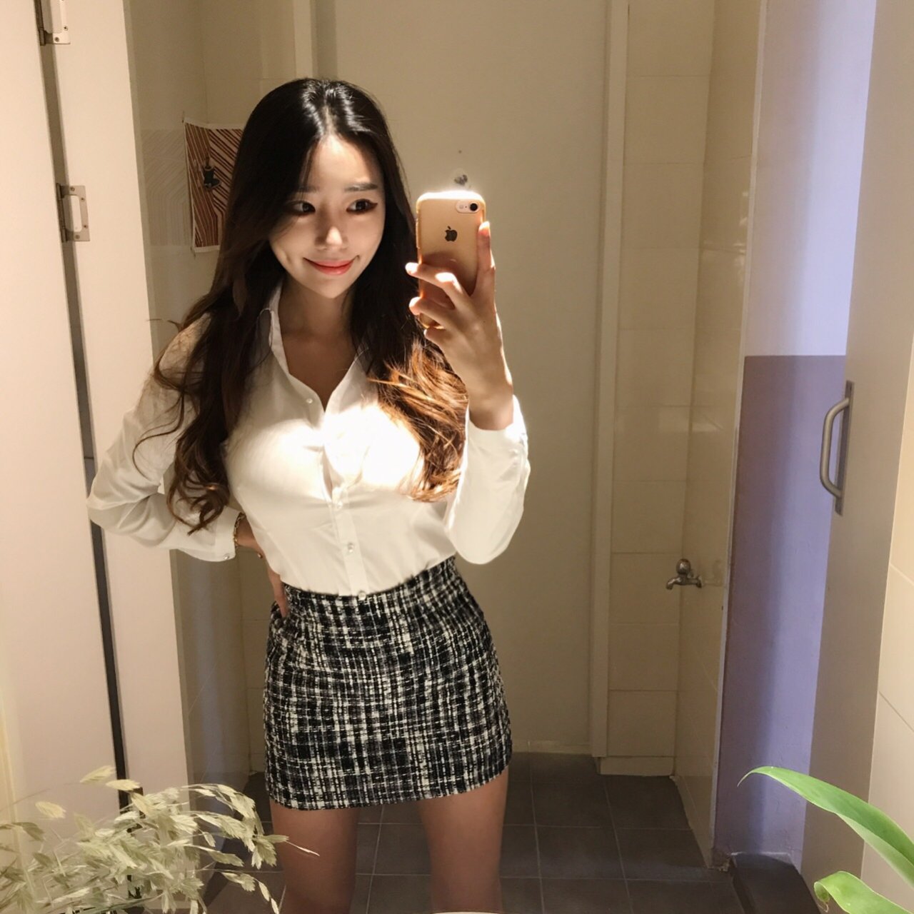 Slim V-Neck Shirt Blouse Basic Women's High Spa