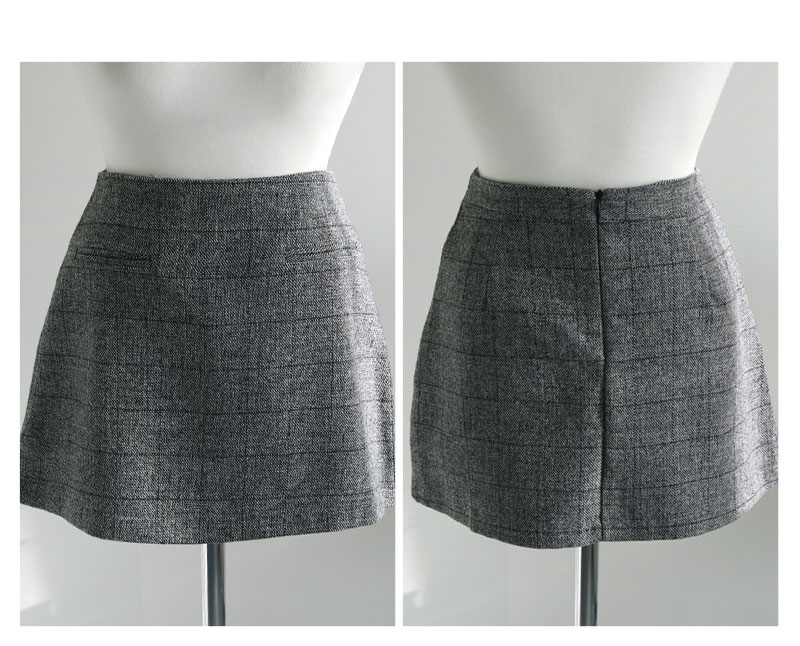 Baguette skirt black, beige wool blend Glancheck M