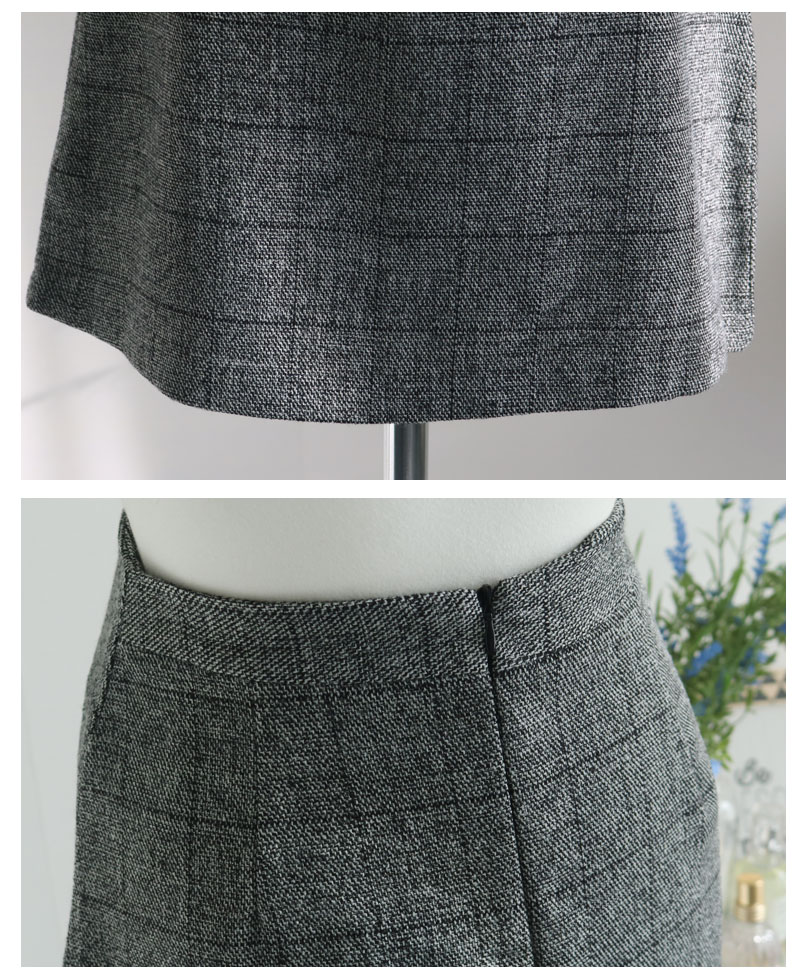 Baguette skirt black, beige wool blend Glancheck M