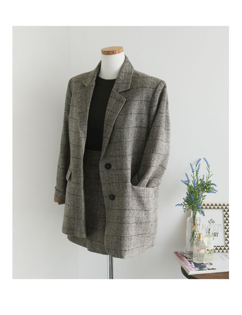 Baguette skirt black, beige wool blend Glancheck M