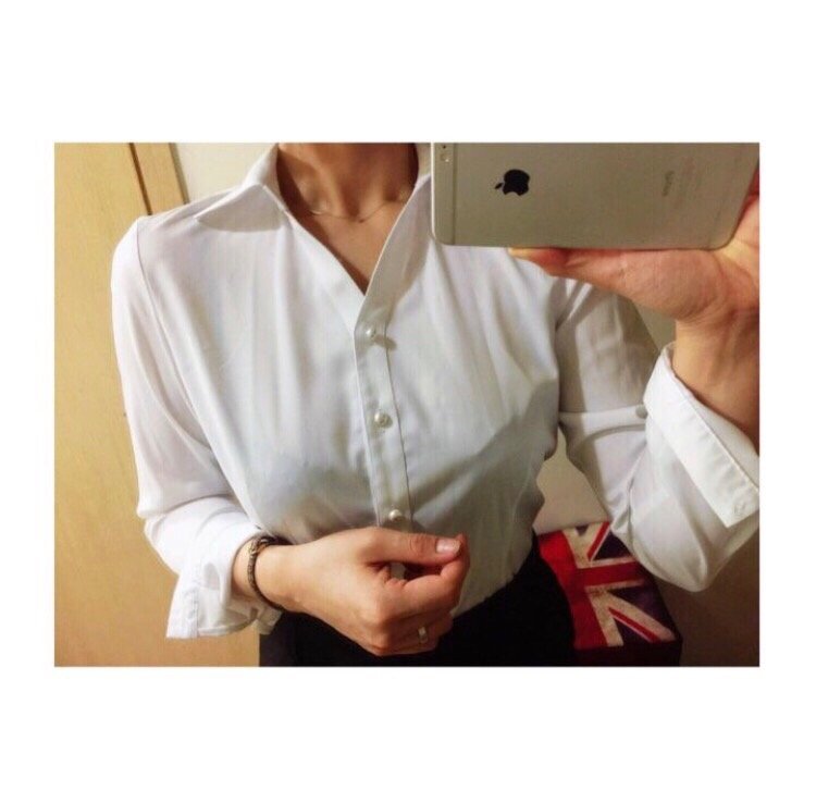 Slim V-Neck Shirt Blouse Basic Women's High Spa