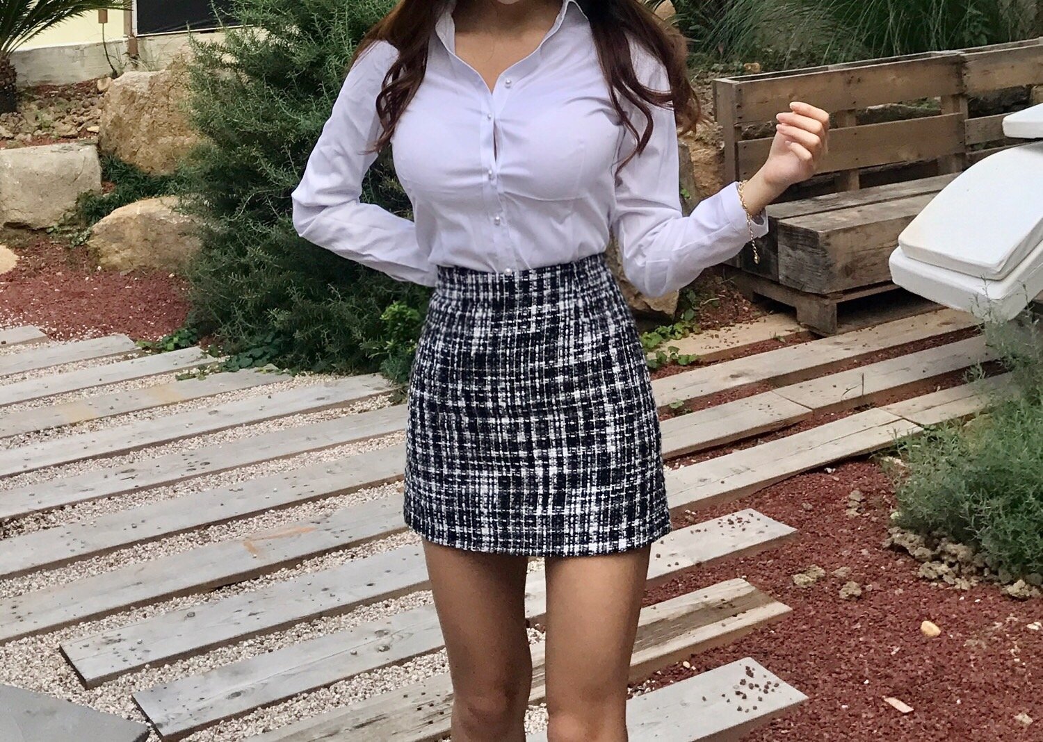 Slim V-Neck Shirt Blouse Basic Women's High Spa