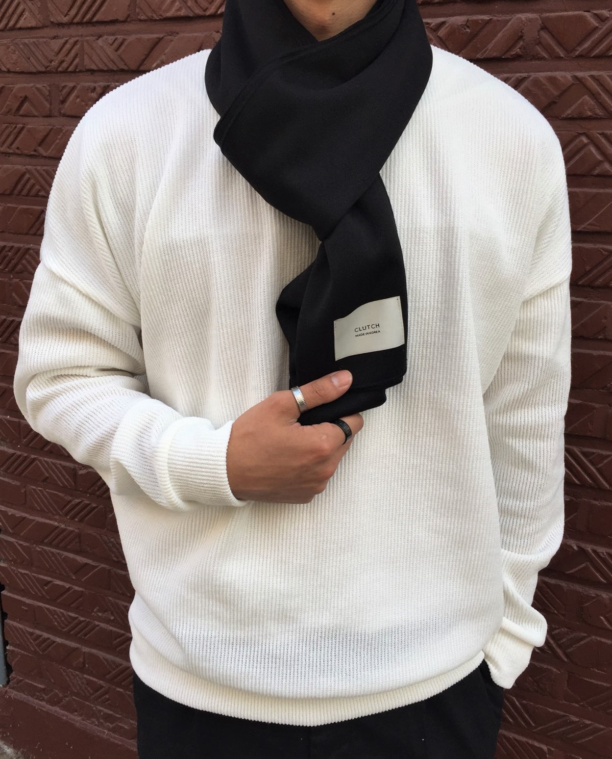 Basic wool muffler Dandy style Daily coordination 