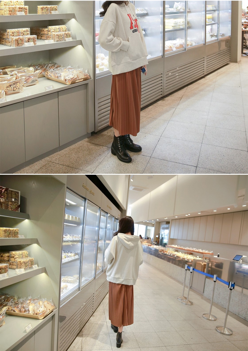 Autumn Wrinkle Bending Long Skirt Big Size Add Ple