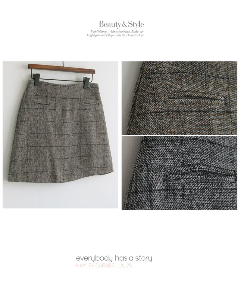Baguette skirt black, beige wool blend Glancheck M
