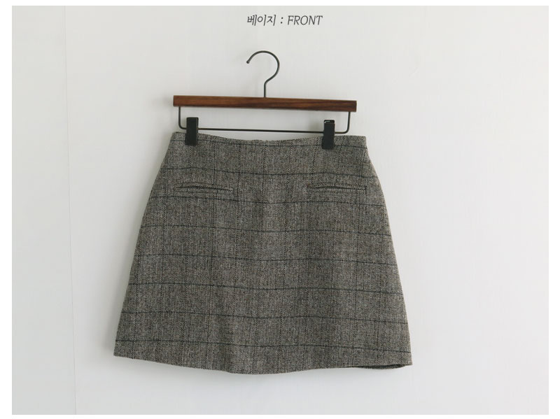 Baguette skirt black, beige wool blend Glancheck M