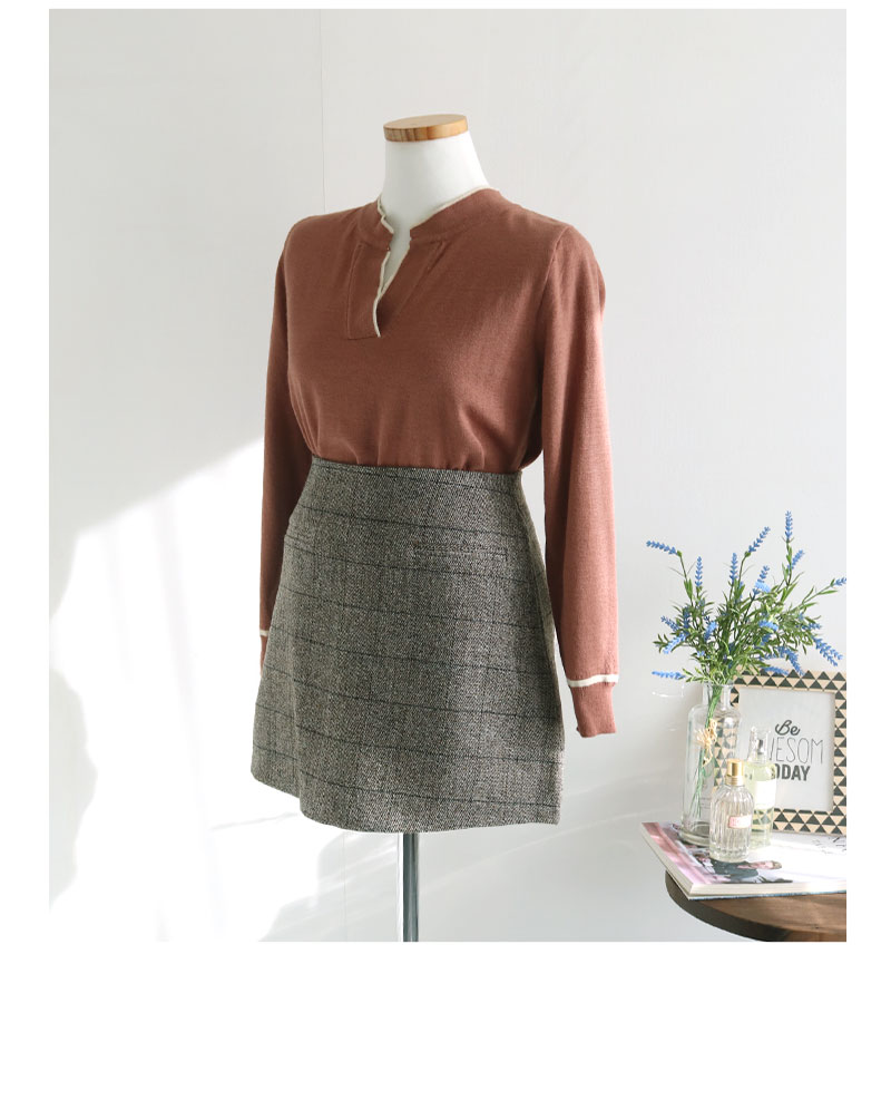 Baguette skirt black, beige wool blend Glancheck M