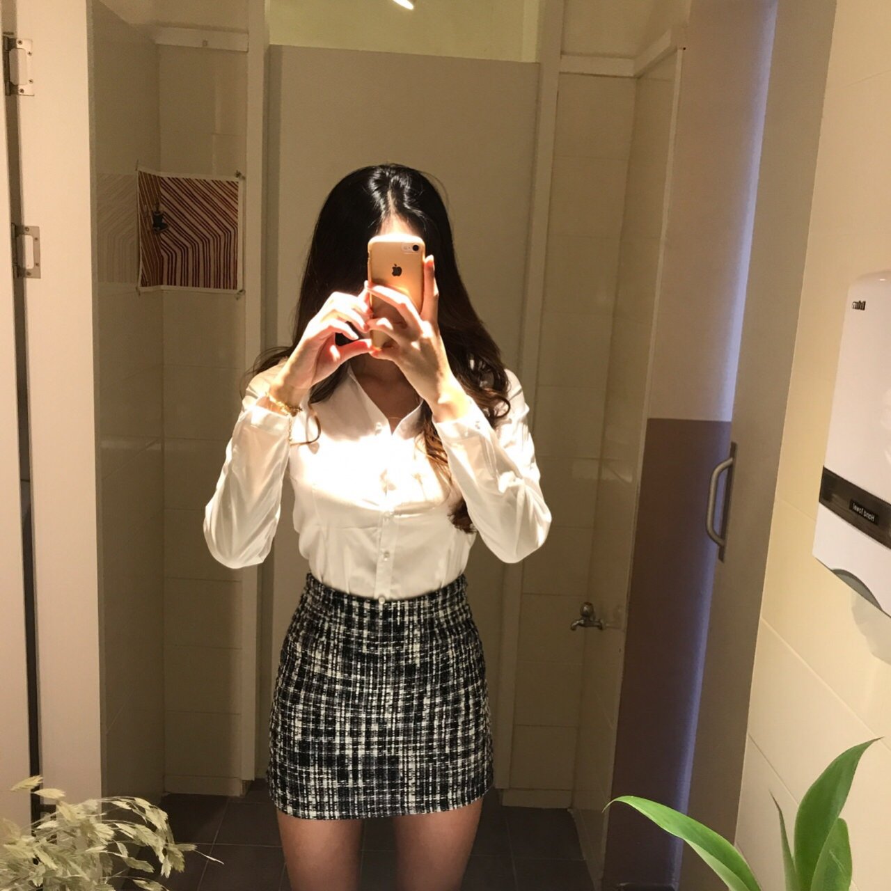 Slim V-Neck Shirt Blouse Basic Women's High Spa