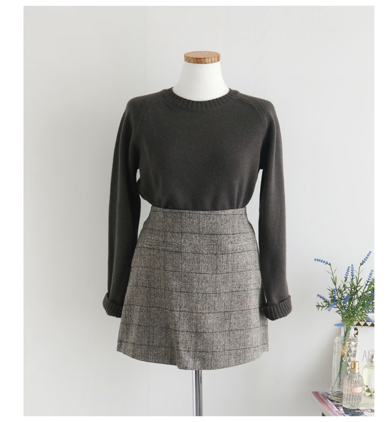 Baguette skirt black, beige wool blend Glancheck M