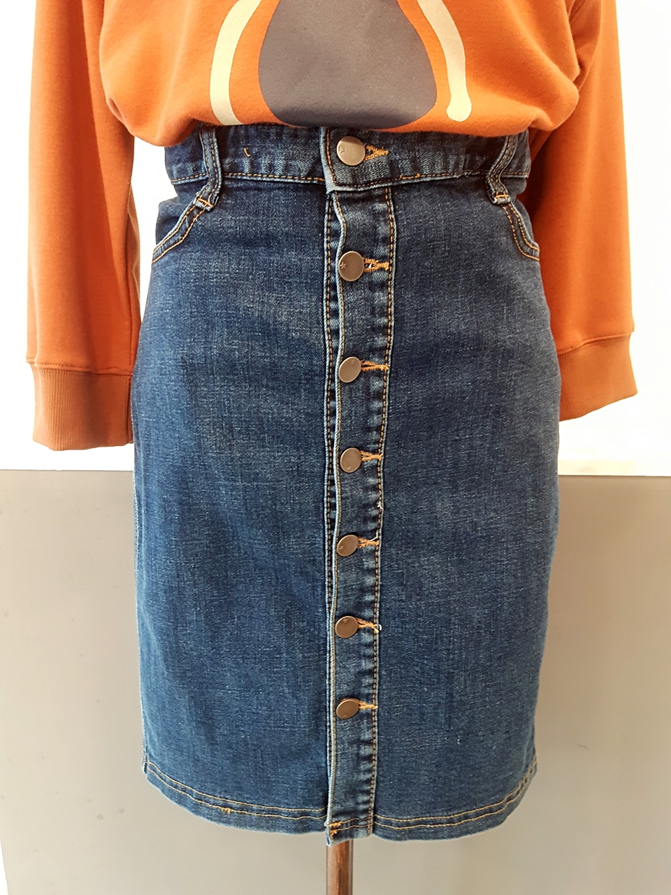 Denim Skirt Foxy wardrobe Mink button 5 pieces Chu