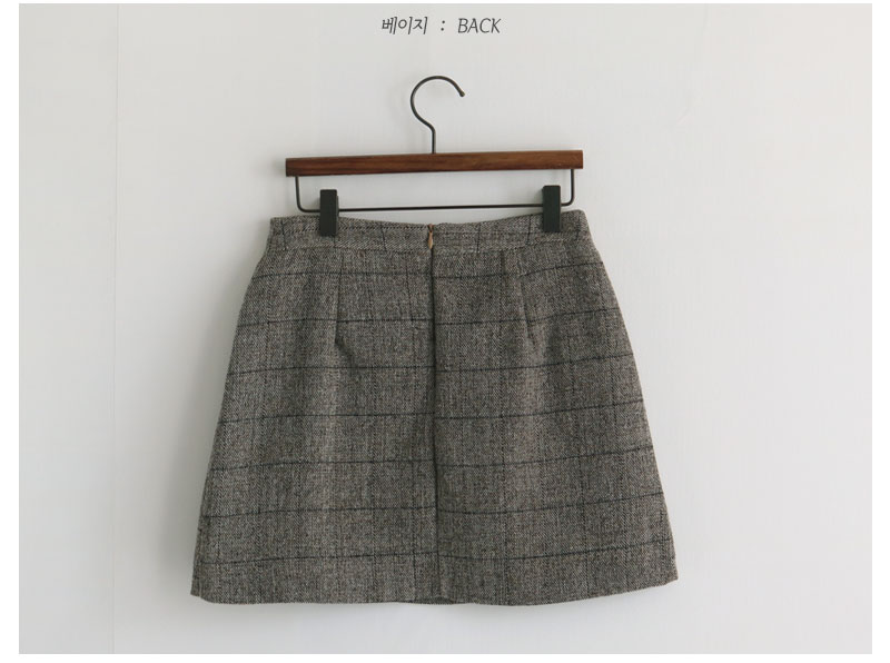 Baguette skirt black, beige wool blend Glancheck M