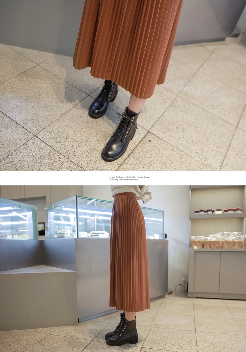 Autumn Wrinkle Bending Long Skirt Big Size Add Ple