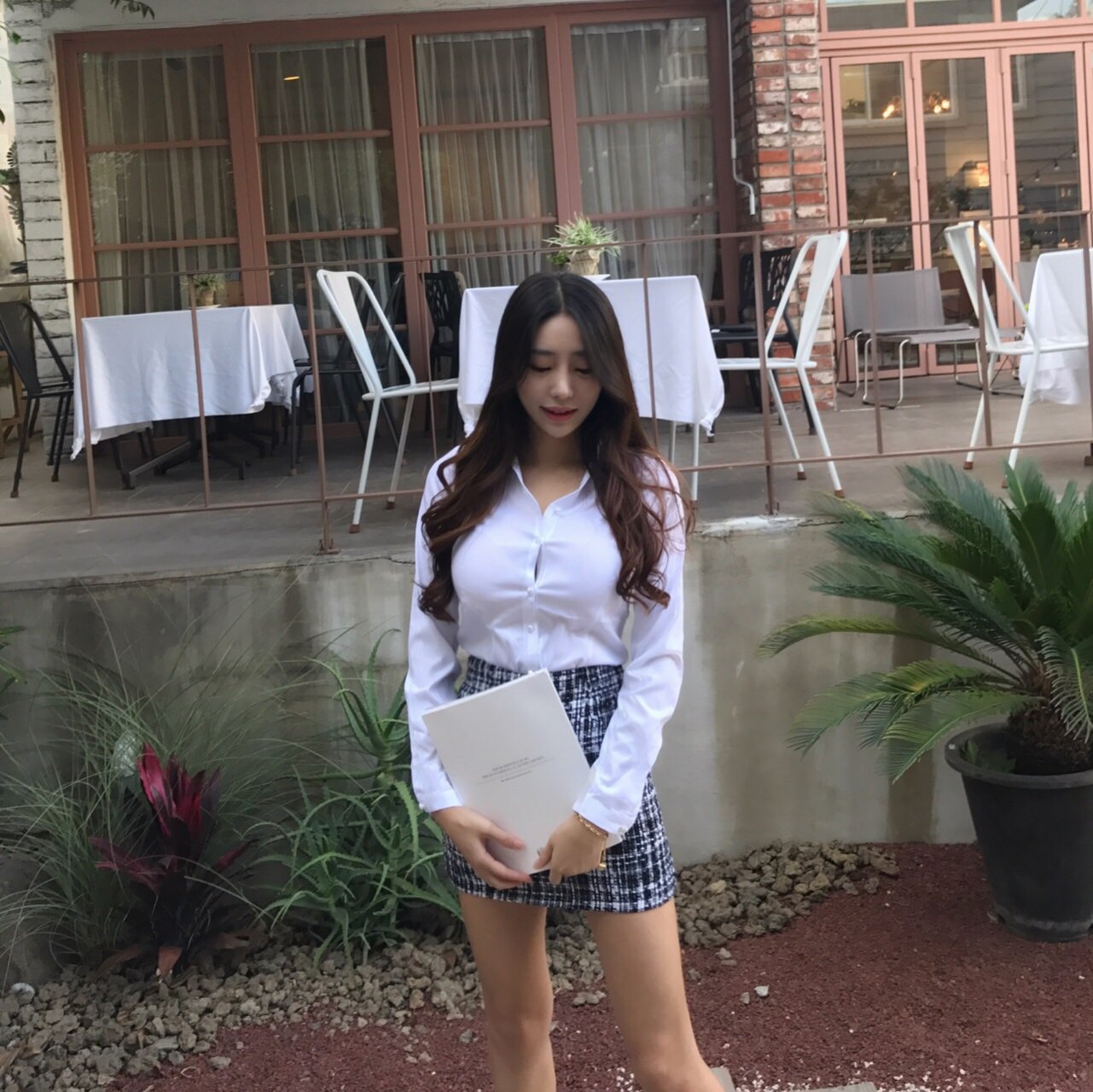 Slim V-Neck Shirt Blouse Basic Women's High Spa