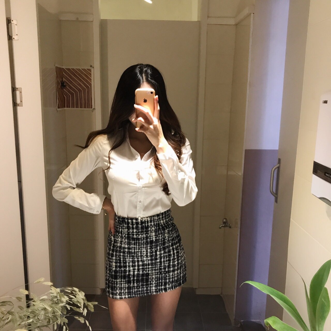 Slim V-Neck Shirt Blouse Basic Women's High Spa