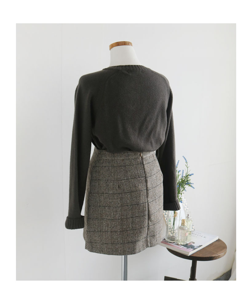 Baguette skirt black, beige wool blend Glancheck M