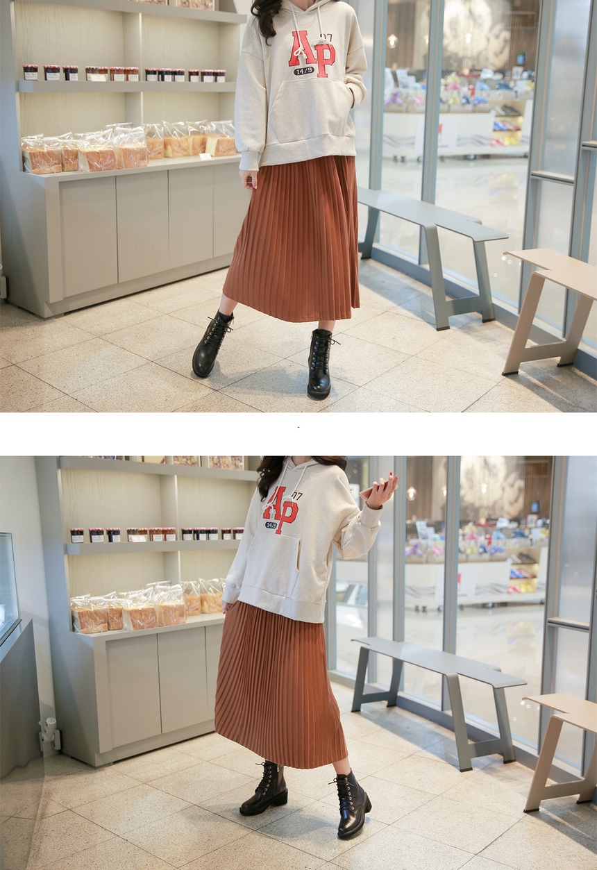 Autumn Wrinkle Bending Long Skirt Big Size Add Ple