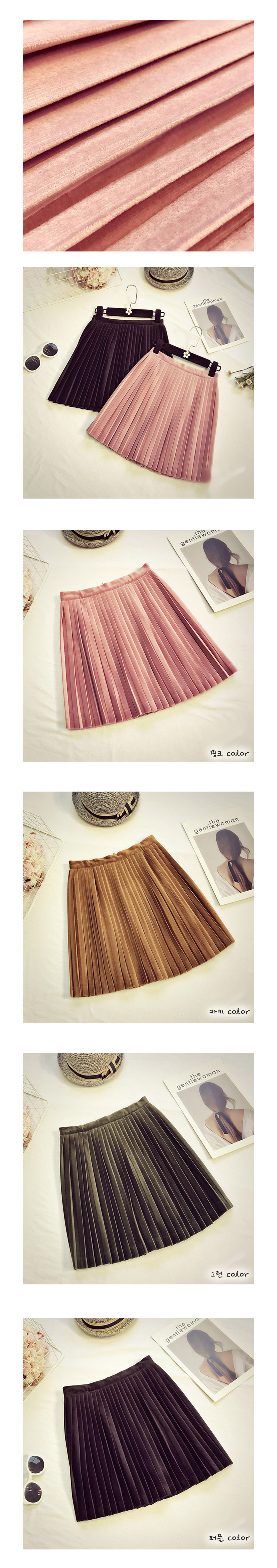 Direct import, velvet pleated mini skirt 4color pa