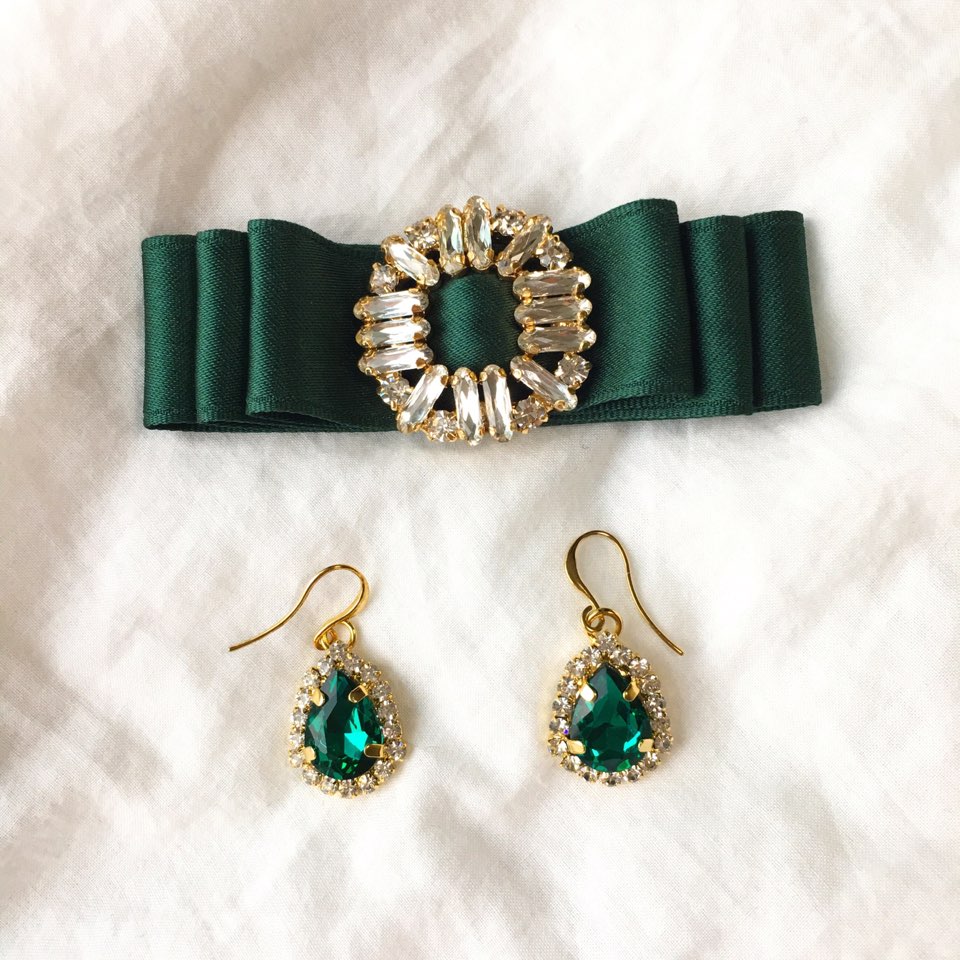 Antique Green Cubic Earring Earring Sophie Mercie 