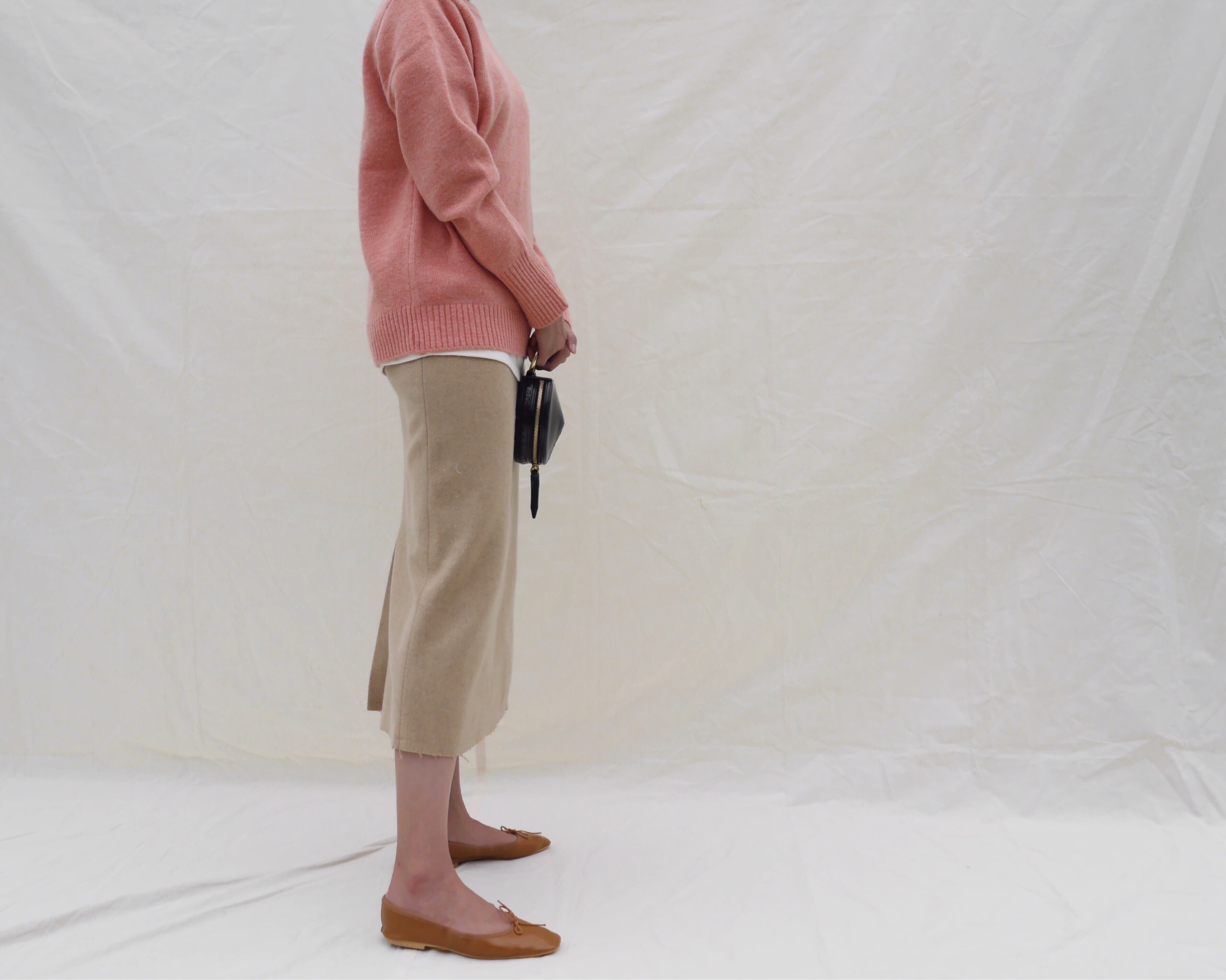 Long wool skirt's long skirt back a line