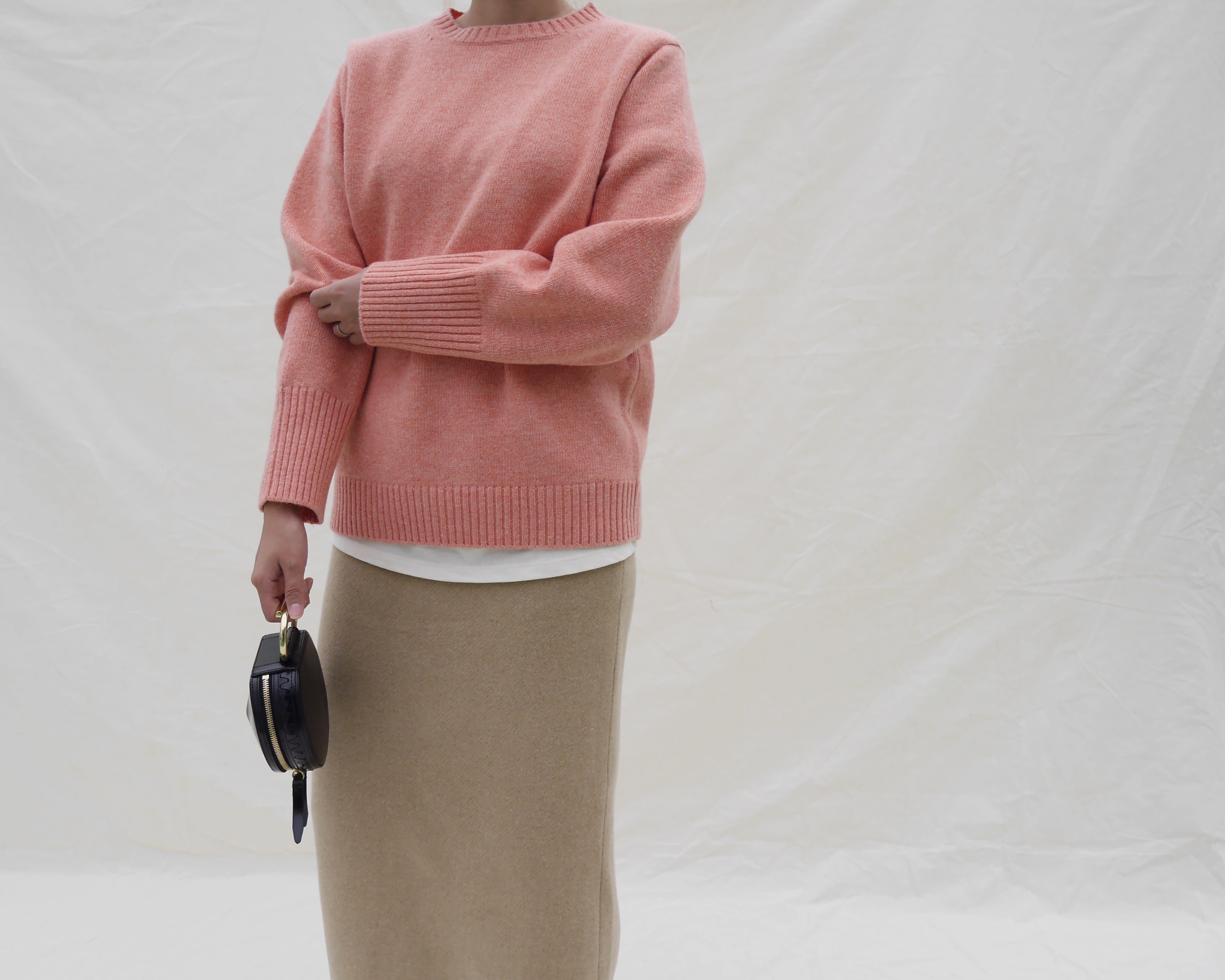 Long wool skirt's long skirt back a line