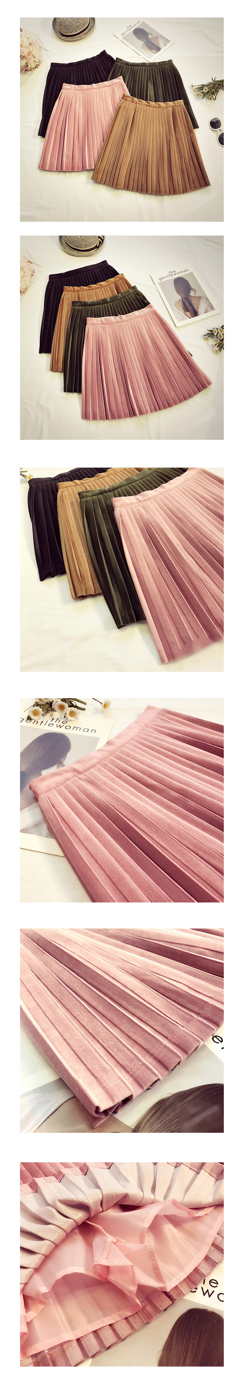 Direct import, velvet pleated mini skirt 4color pa