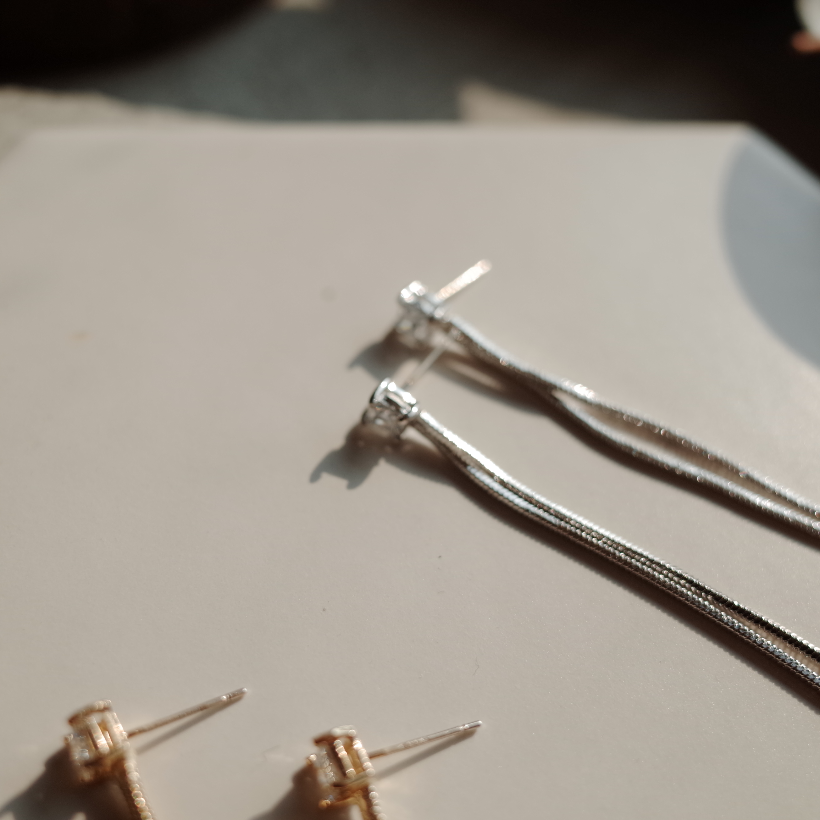 Long Double Chalange Dress Drop Earrings Handmade 