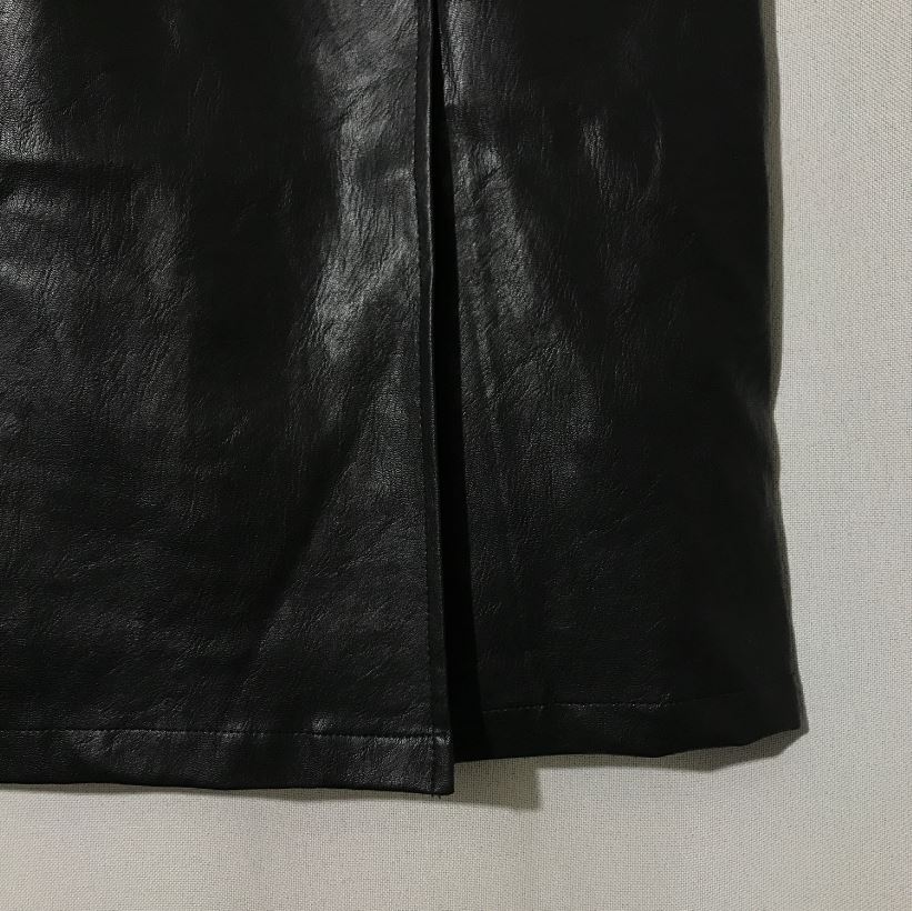 Vogue black incision hooded long skirt Reza leathe