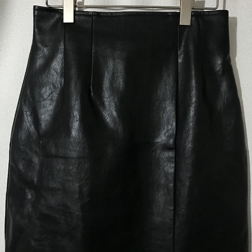 Vogue black incision hooded long skirt Reza leathe