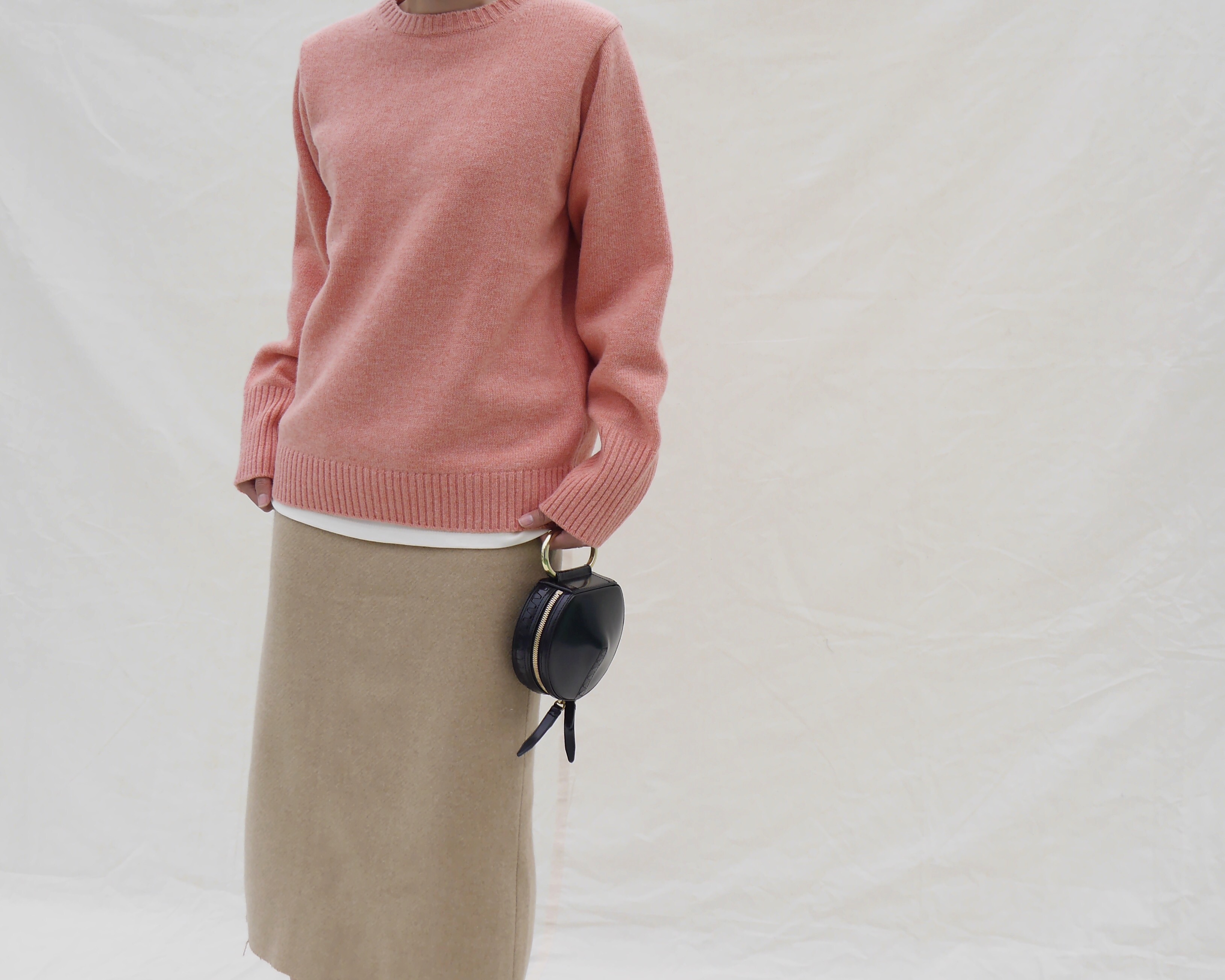 Long wool skirt's long skirt back a line