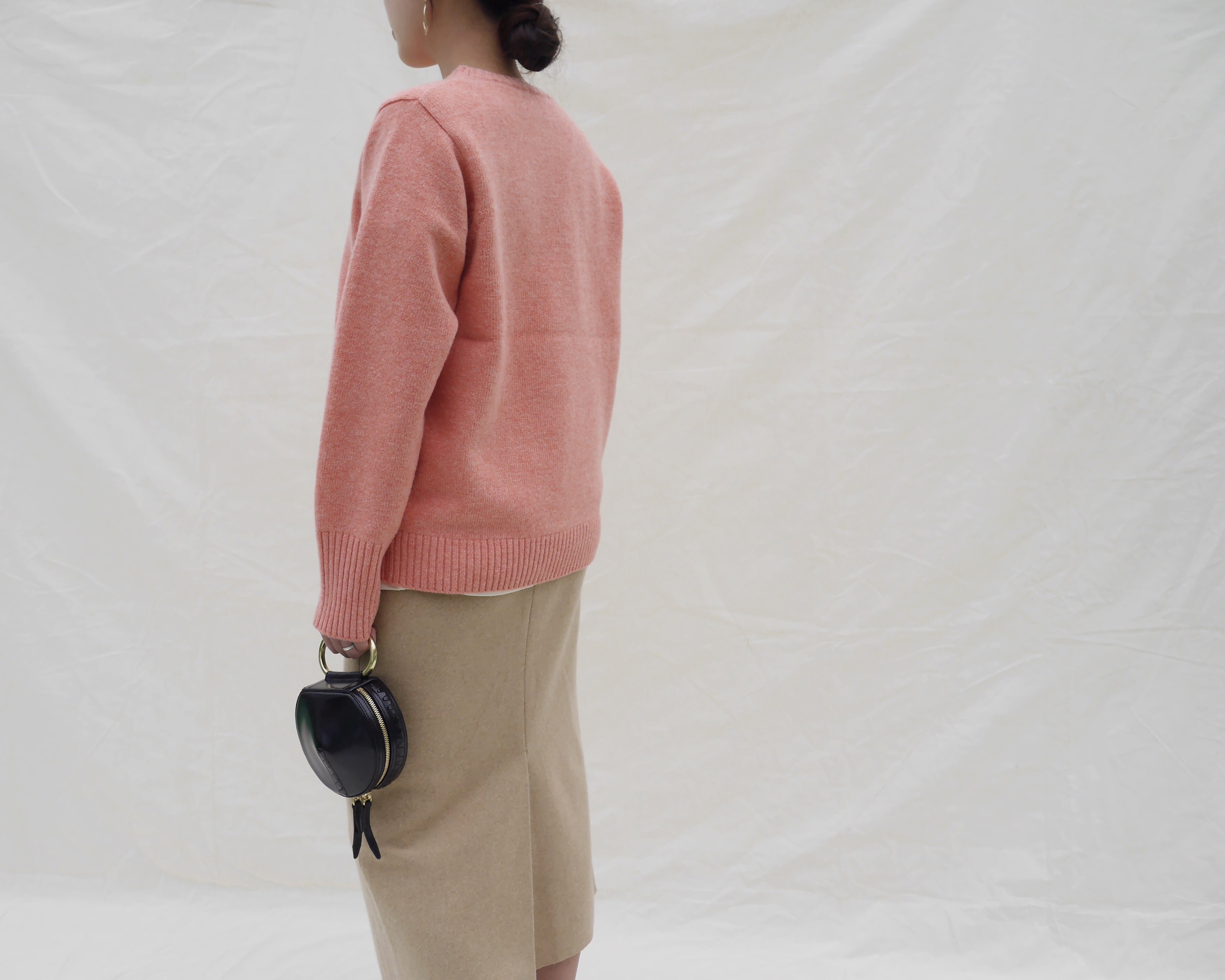 Long wool skirt's long skirt back a line