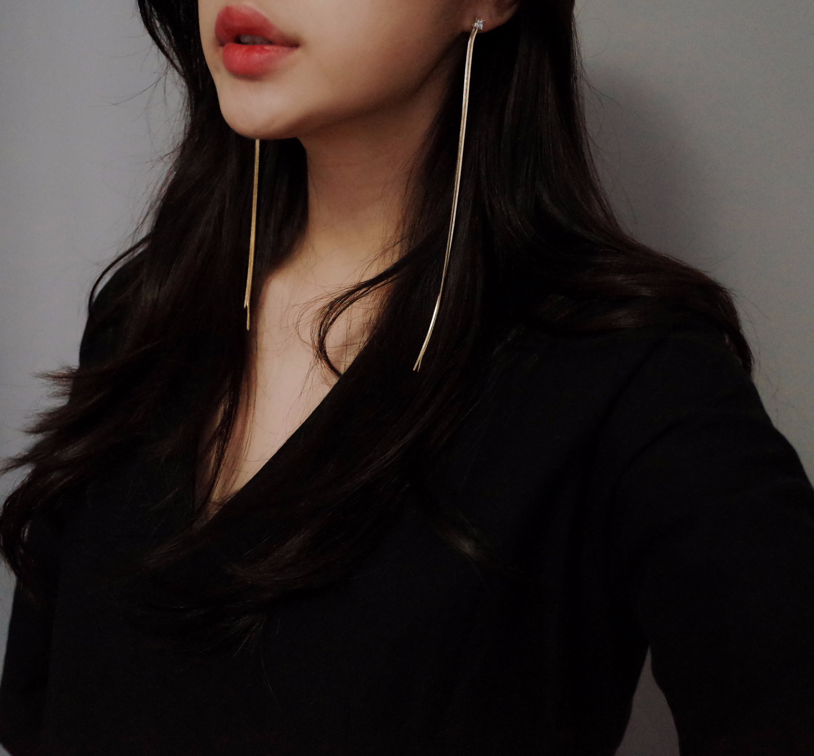 Long Double Chalange Dress Drop Earrings Handmade 