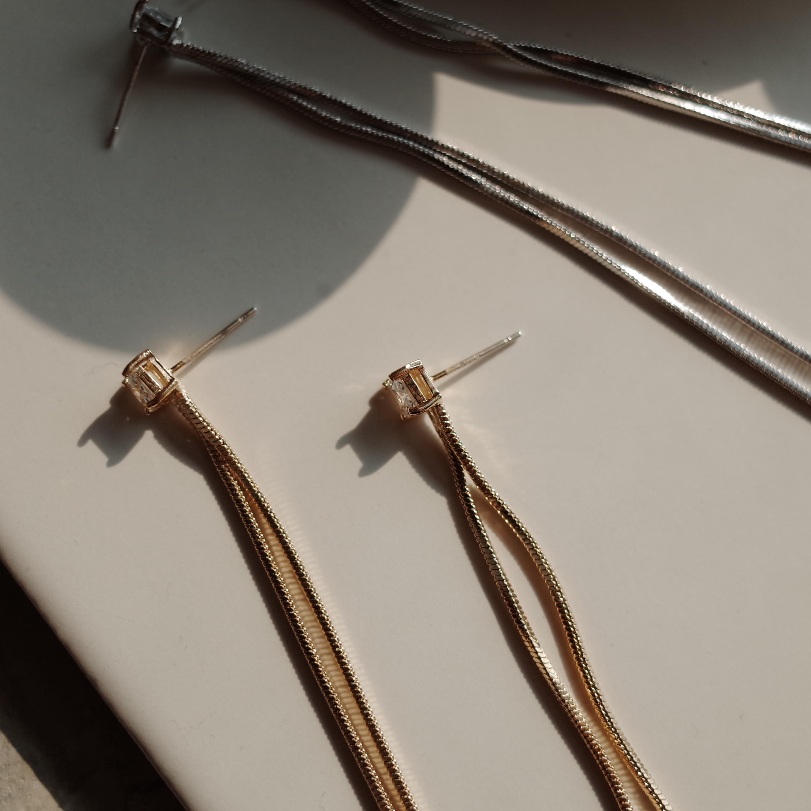Long Double Chalange Dress Drop Earrings Handmade 