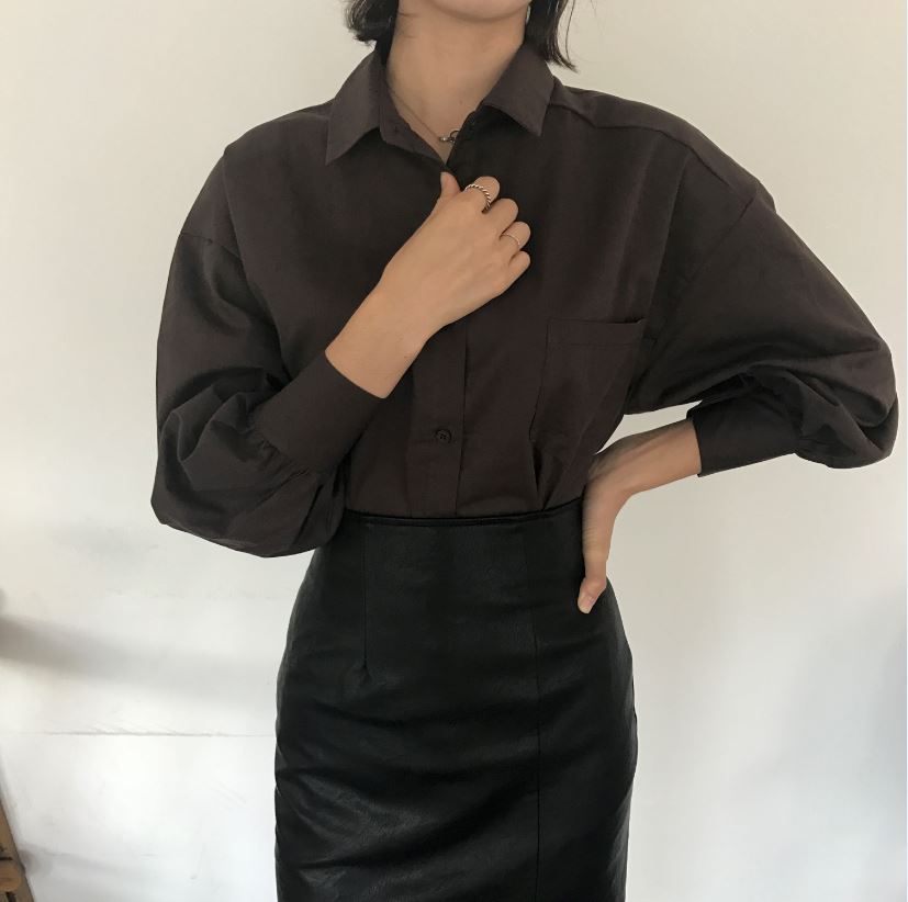 Vogue black incision hooded long skirt Reza leathe