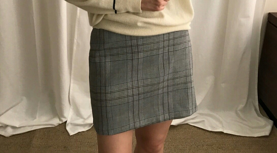 Glen check mini skirt brown, black winter A beige 