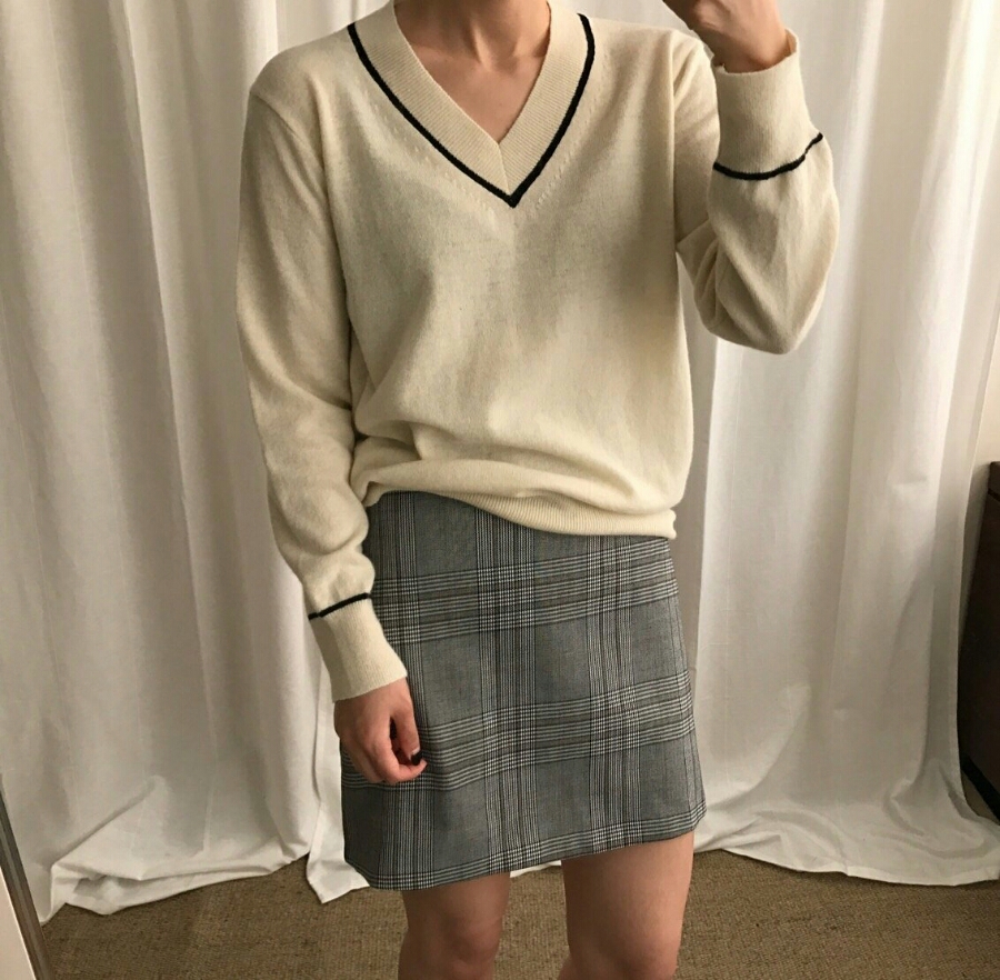 Glen check mini skirt brown, black winter A beige 