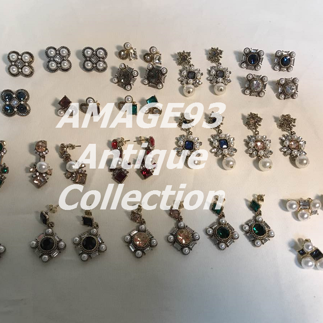 Pearl Square Antique Earrings Vintage Luxurious Ea