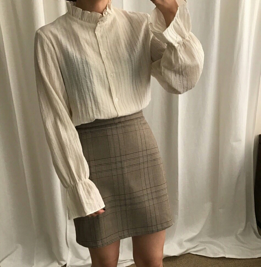 Glen check mini skirt brown, black winter A beige 