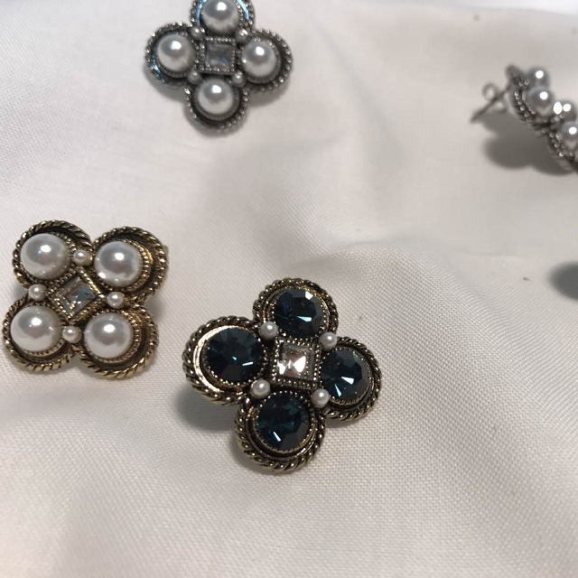 Pearl Square Antique Earrings Vintage Luxurious Ea