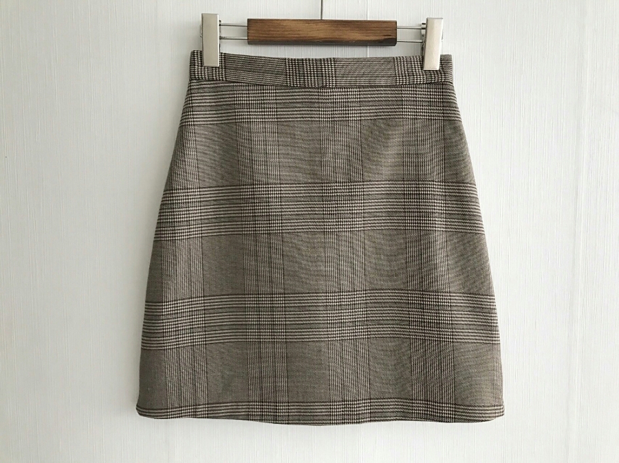 Glen check mini skirt brown, black winter A beige 