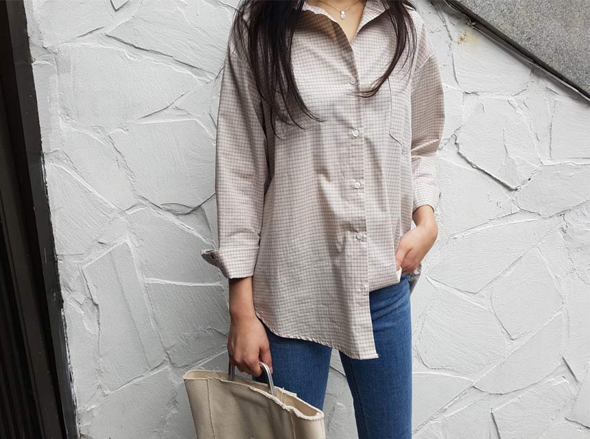 Cracker Check Shirt 2COLOR Semi Office Look Date L