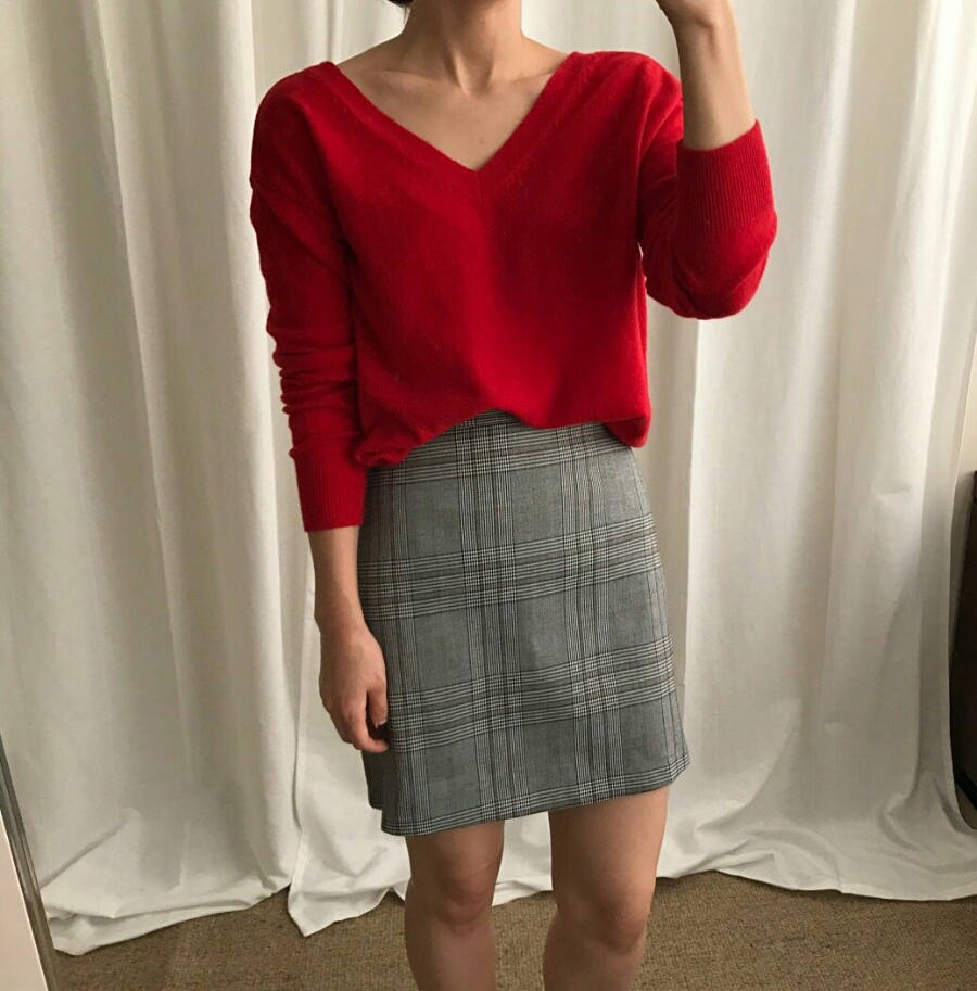 Glen check mini skirt brown, black winter A beige 