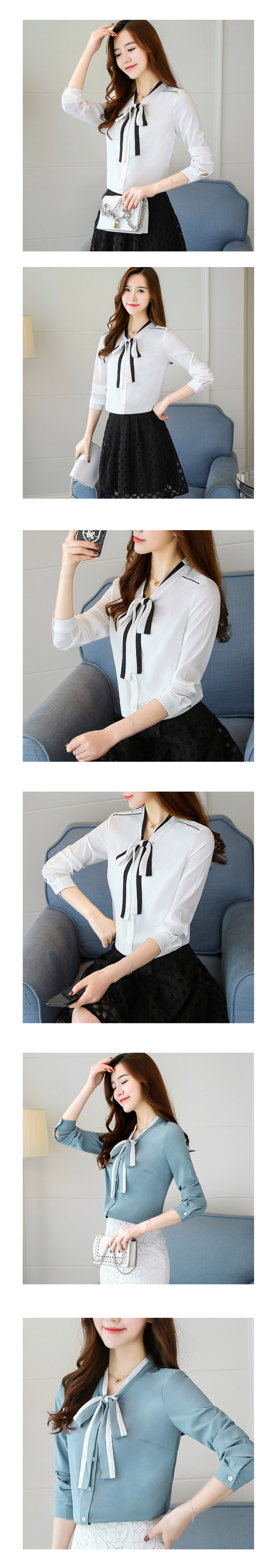 Direct import, ribbon tie Simple Chiffon Blouse S 