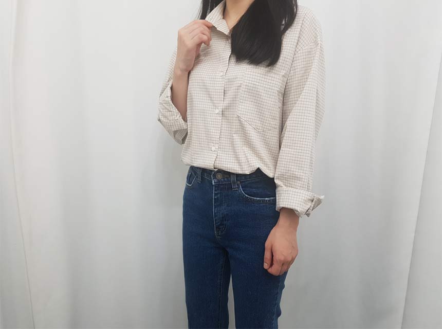 Cracker Check Shirt 2COLOR Semi Office Look Date L