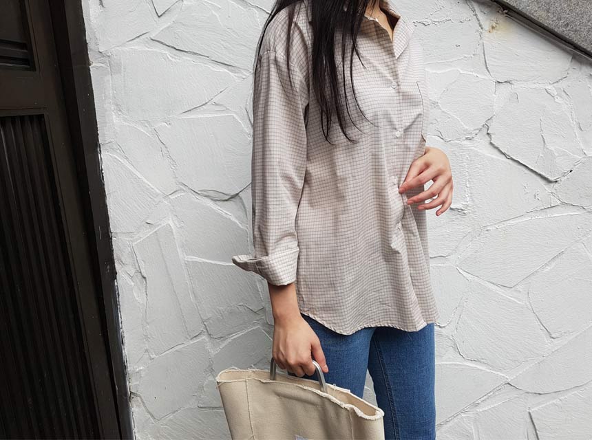 Cracker Check Shirt 2COLOR Semi Office Look Date L