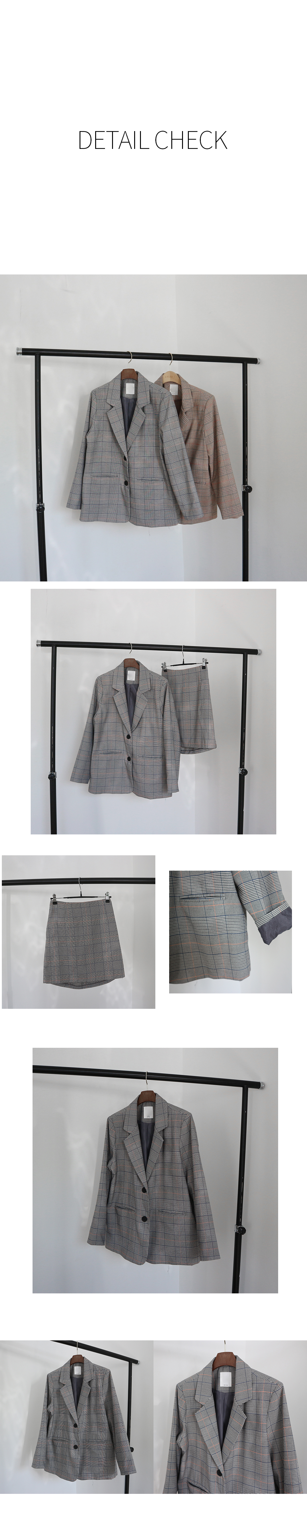 Glen check mini skirt skirt autumn jacket set coor