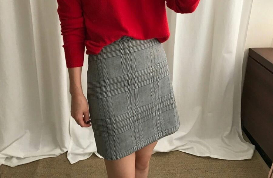 Glen check mini skirt brown, black winter A beige 