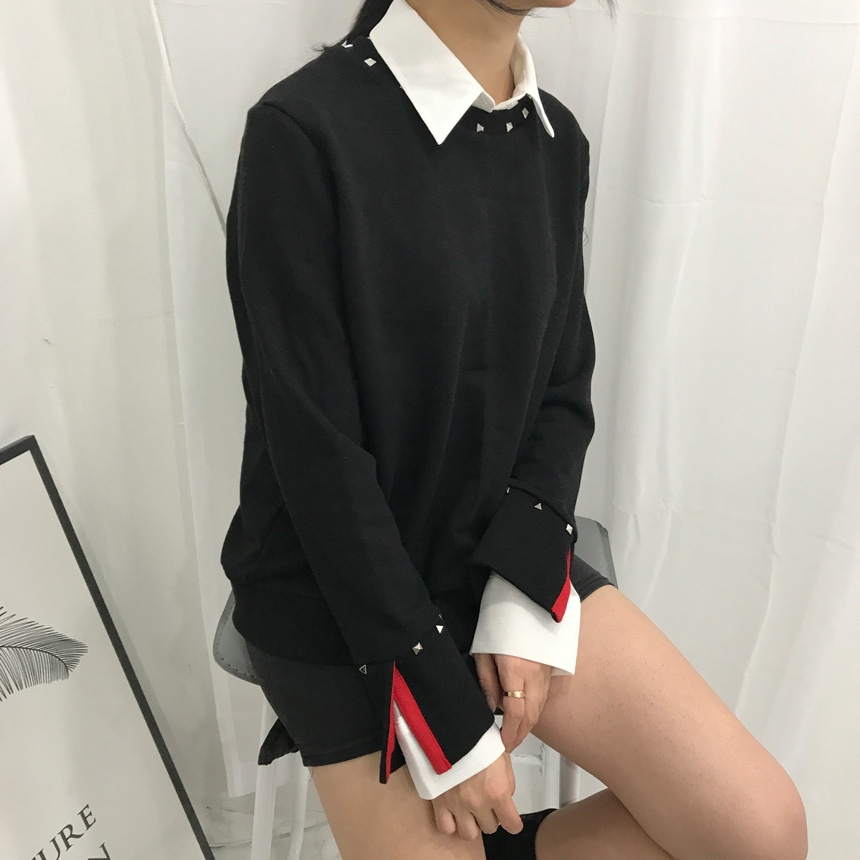 Basic Pearl Shirt Blouse layered in autumn fall