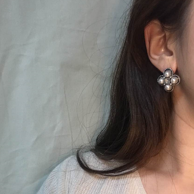 Pearl Square Antique Earrings Vintage Luxurious Ea