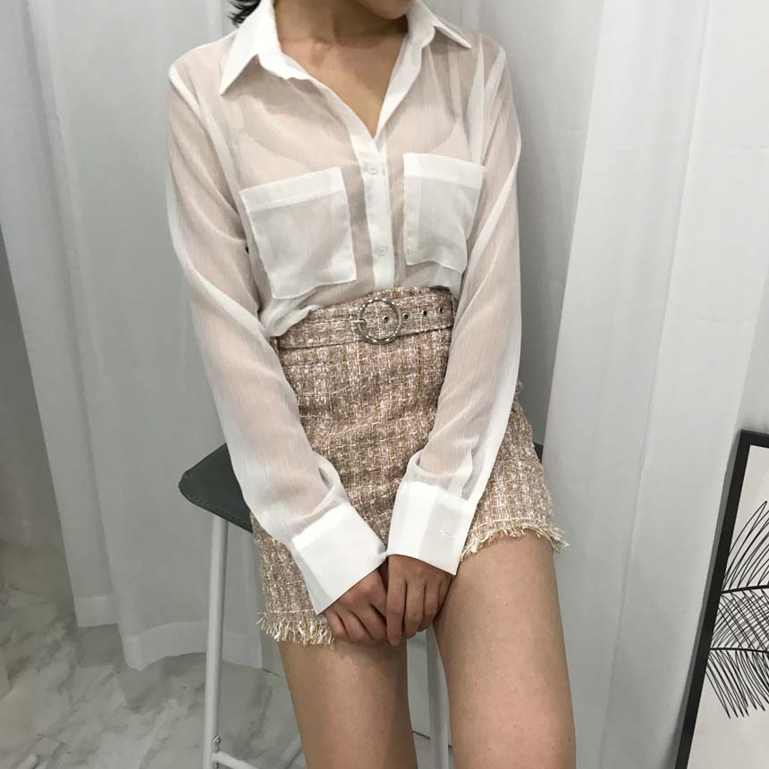 Basic Pearl Shirt Blouse layered in autumn fall