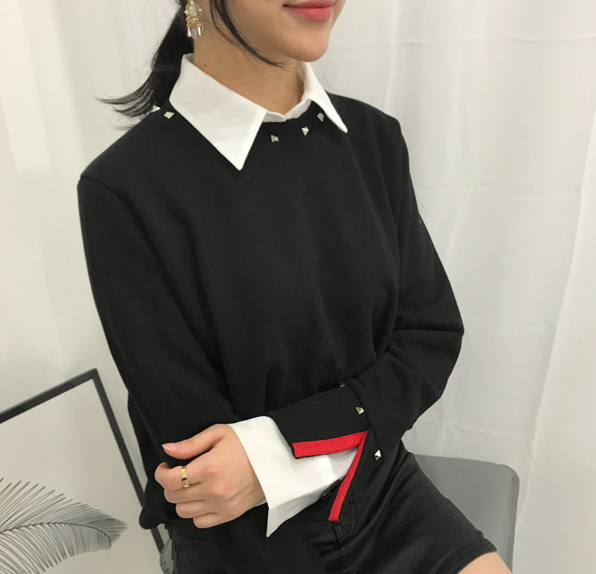 Basic Pearl Shirt Blouse layered in autumn fall